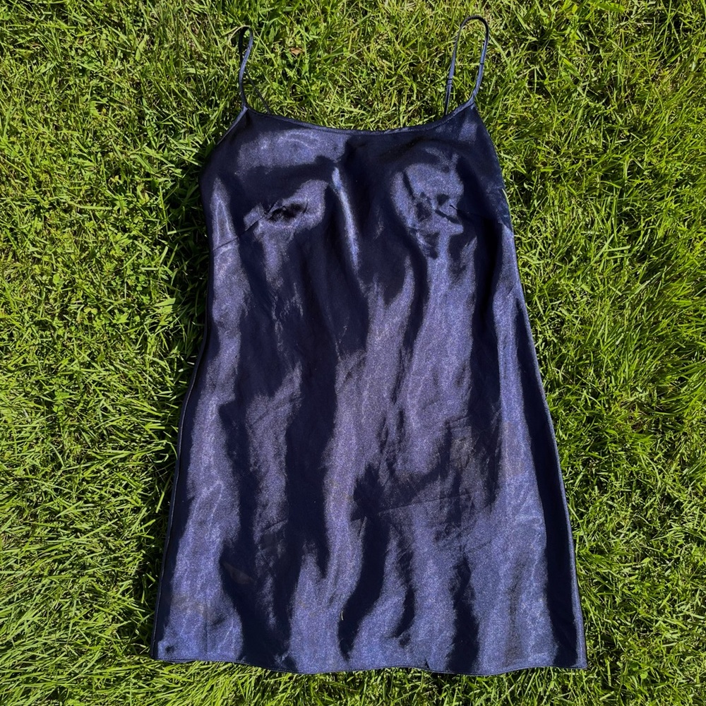 Satin navy blue dress/ VINCE